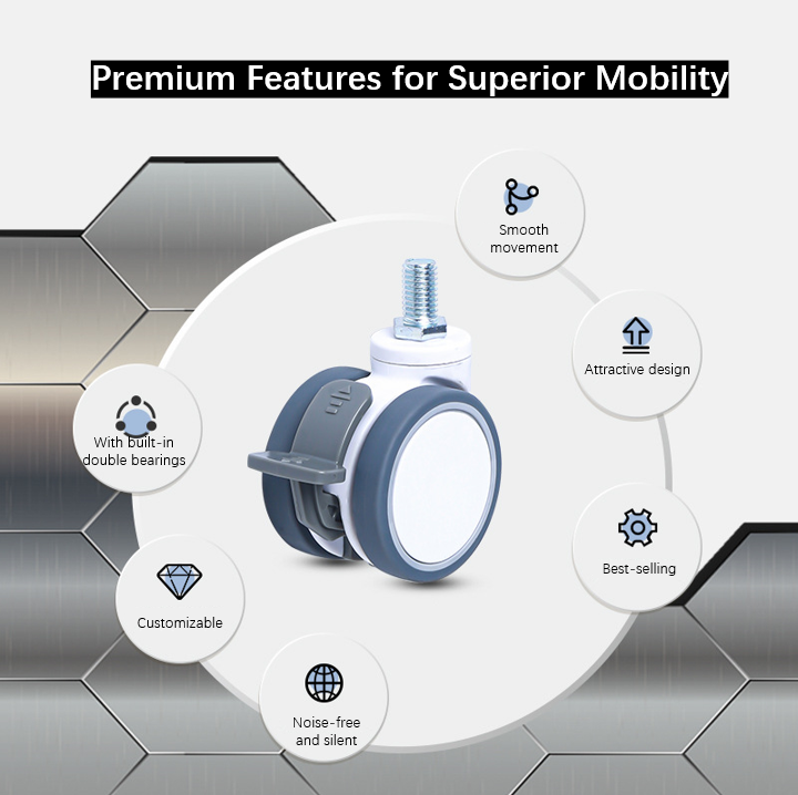 Medical Silent Wear-Resistant TPR Twin-Wheel Caster for Hospital