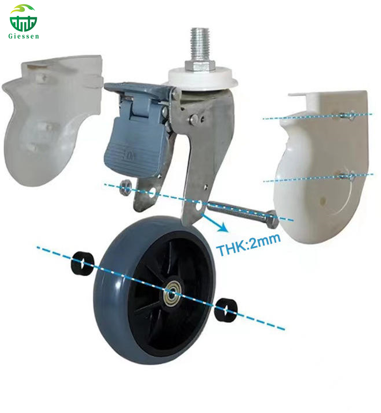Silent TPR Medical Bed and Hospital Stretcher Swivel Caster with Brake
