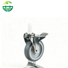  Rubber Trolley Castors European Standard Plate Fixed Swivel Brake Industrial Caster Wheels for Dining Car