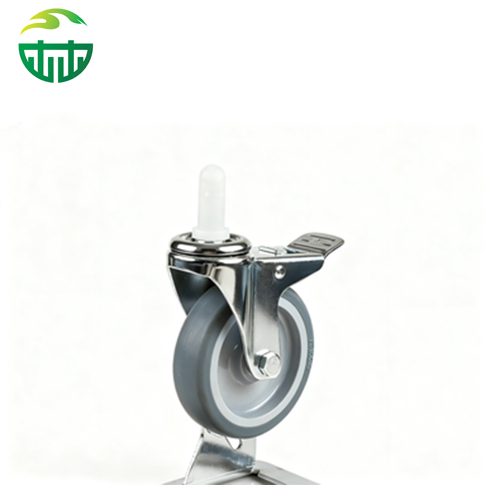  Rubber Trolley Castors European Standard Plate Fixed Swivel Brake Industrial Caster Wheels for Dining Car