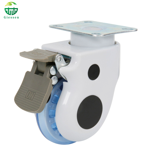 Medical-Grade Threaded Caster 3" Silent TPR Wheel with Brake for Hospital Equipment