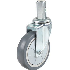 Light-Medium Duty 2/3/4/5 Inch Threaded Stem Grey PVC Rubber Furniture Caster Wheel 50/75/100/125mm Stem Brake Caster