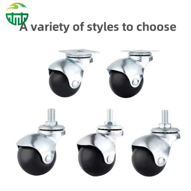 OEM Office Chair Caster Wheels - Black Ball Swivel PU Wheels with Screw Brake Supplier