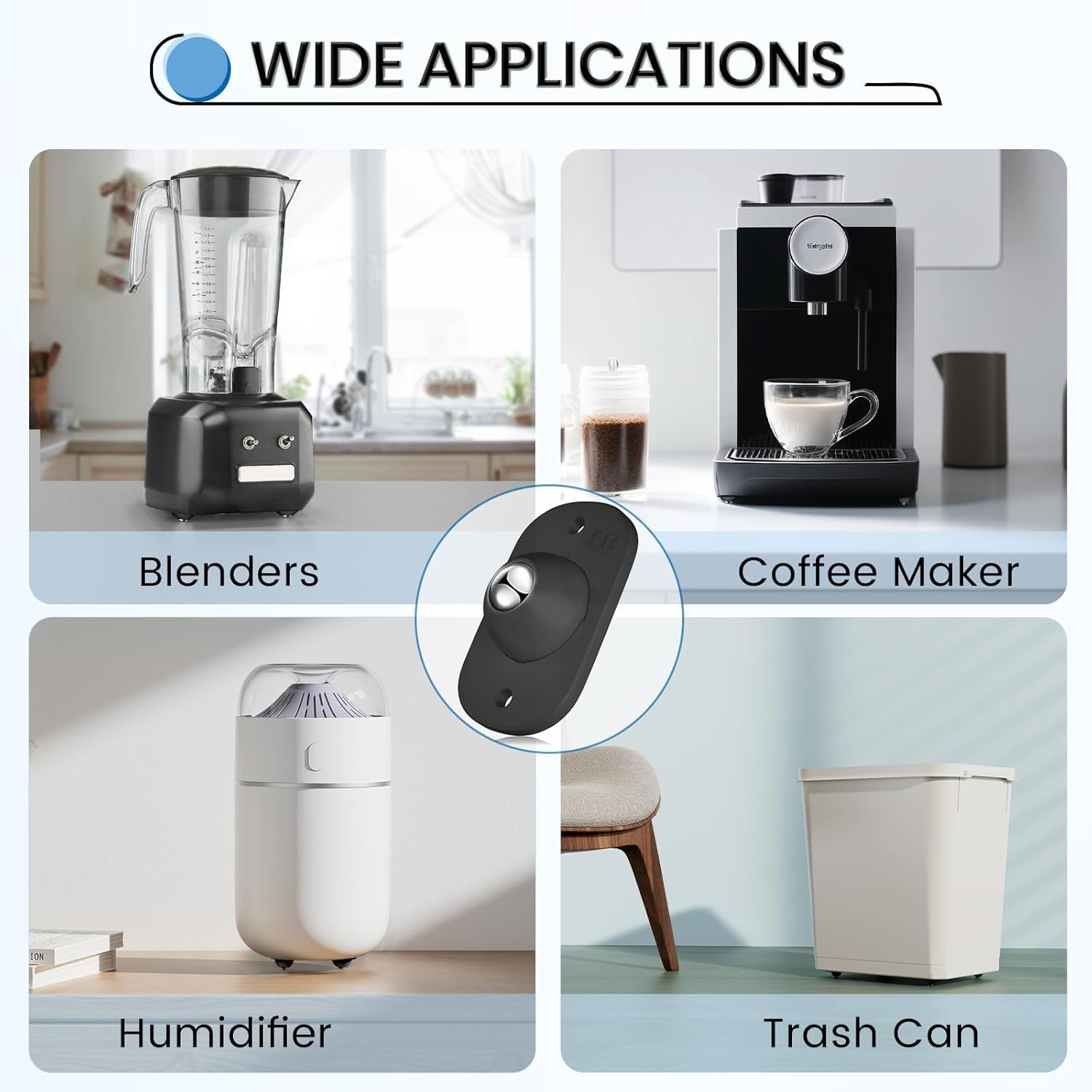 ODM Self-Adhesive Mini Swivel BlackCaster Wheels for Kitchen Appliances & Countertops