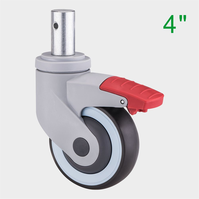 OEM 4 Inch Red TPR Medical Swivel Caster Wheel for Hospital Beds Supplier