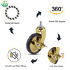 Golden Threaded Stem Rubber Caster Wheel for Dining Carts, Hotels and Restaurant Trolleys