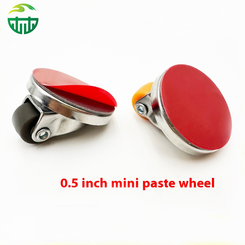 0.5-Inch Silent Universal Furniture Casters – Punch-Free Adhesive, Rubber Bullseye, Plastic Steering for Bathroom, Storage, and Mobile Furniture