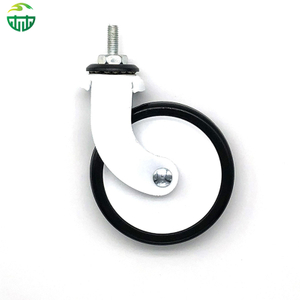 3 Inch White Threaded Stem Rubber Wheel for Dining, Hotel Restaurant Trolleys