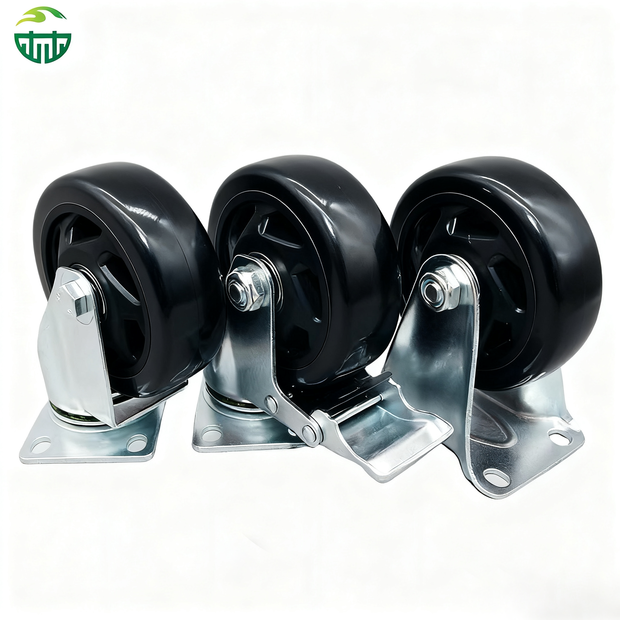 PVC Black Swivel Caster Wheels Silent Industrial Trolley Castors 4/5/6/8 Inch