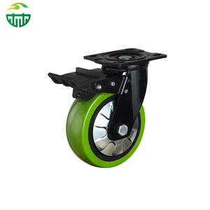 Medium Duty PU Caster Wheels – Green Swivel Equipment Trolley Cart Casters Wholesale 3/4/5inch