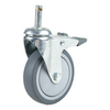 TPR Furniture Caster with Brake - Light Duty Swivel Wheel Featuring Threaded Stem