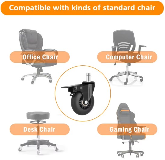 Hot Sale Furniture Caster Wheels 3 Inch TPR Anti-Static ODM Caster Rubber Swivel Brake Office Chair Caster Wheels with Brake