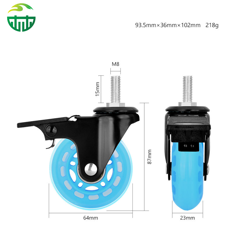 2.5-Inch Blue Polyurethane Universal Caster Wheels for Office And Gaming Chairs