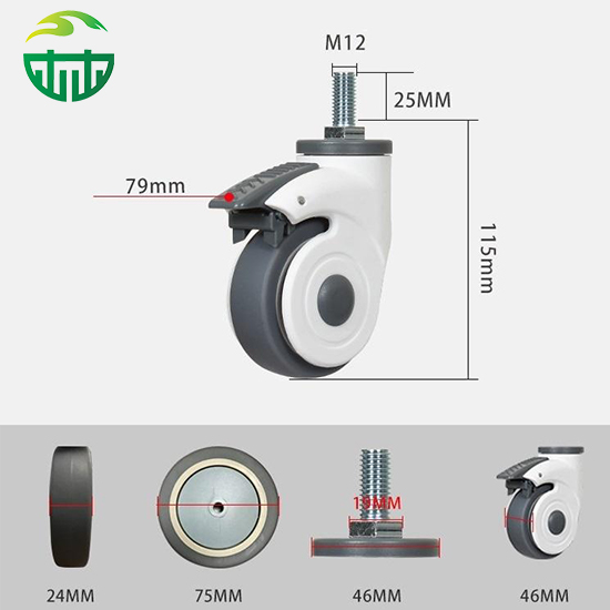 ODM Medical Caster with Swivel Brake 3/4/5 Inch TPR Wheels for Hospital Beds And Equipment