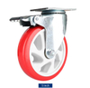 Medium-Duty Swivel Casters with Total Lock Brake and 3/4/5 Inch Red PVC Wheels