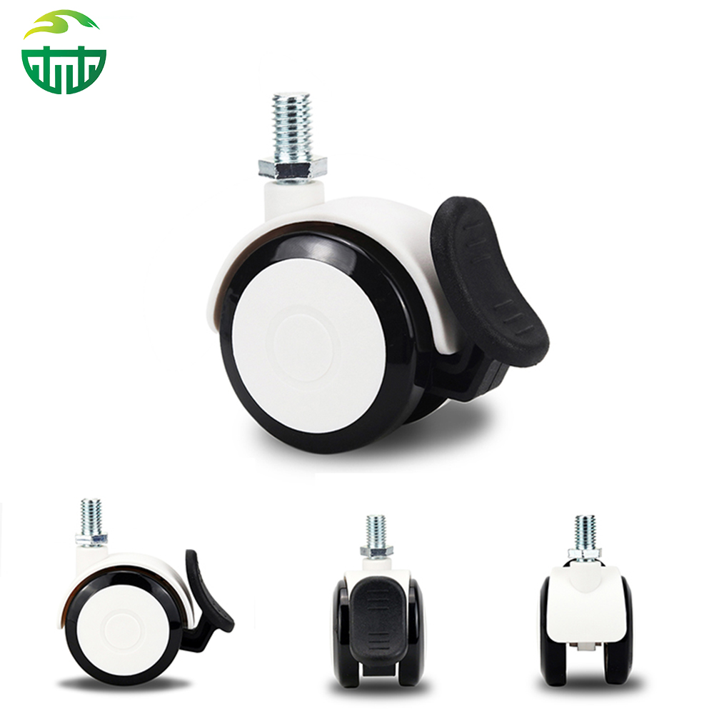 Medical Trolley & Beauty Equipment Casters with Brake - PVC, Swivel Style, Customizable