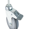 TPR Double-Bearing Swivel Caster with Brake and Threaded Stem, Silent Wheel