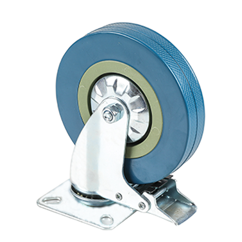 PVC Medium-Sized Gray Rubber Caster Wheel with Brakes