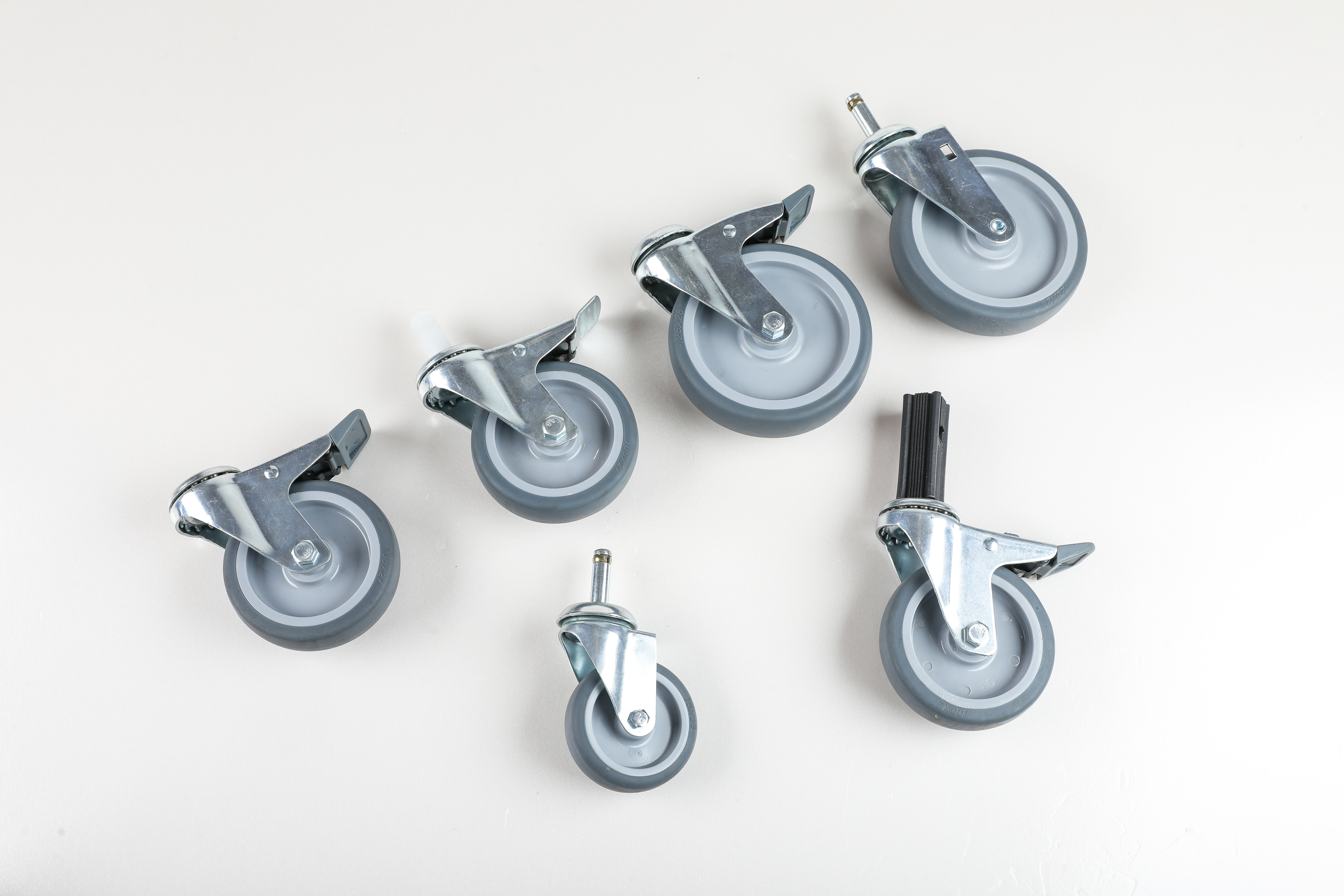 M12 Threaded Stem Caster with 125mm Non-Marking TPR Wheel - For Medical Equipment And Food Safe Service Carts