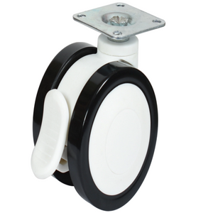 PVC Medical Caster Wheels Double Lock Hospital Equipment Plate Medical Caster Wheels Twin Wheel Castors