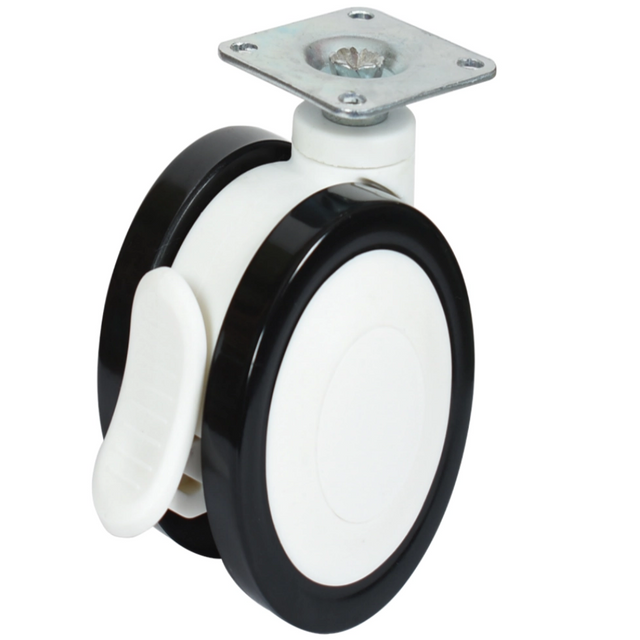 PVC Medical Caster Wheels Double Lock Hospital Equipment Plate Medical Caster Wheels Twin Wheel Castors