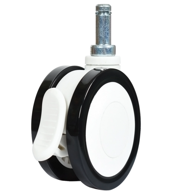 PVC Medical Caster Wheels Double Lock Hospital Equipment Plate 3inch Medical Caster Wheels Circlip brake Twin Wheel Castors