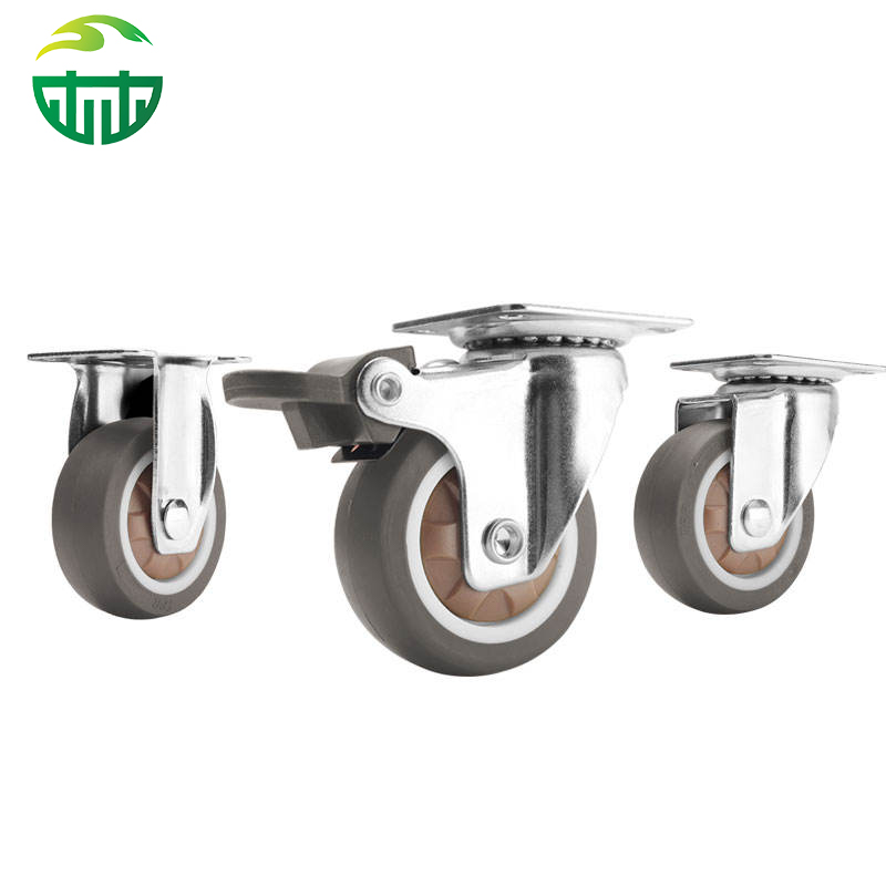 Mini Silent & Scratch-Proof TPR Flat Plate Swivel Casters for Home & Trolley