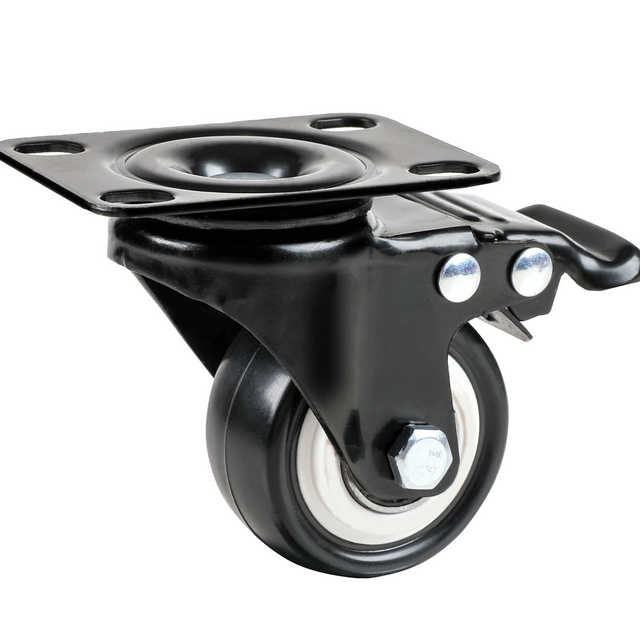 Casters with Brake Locking Casters with 360 Degree No Noise PVC Wheels, Swivel Plate Castors Household Appliance Wheel
