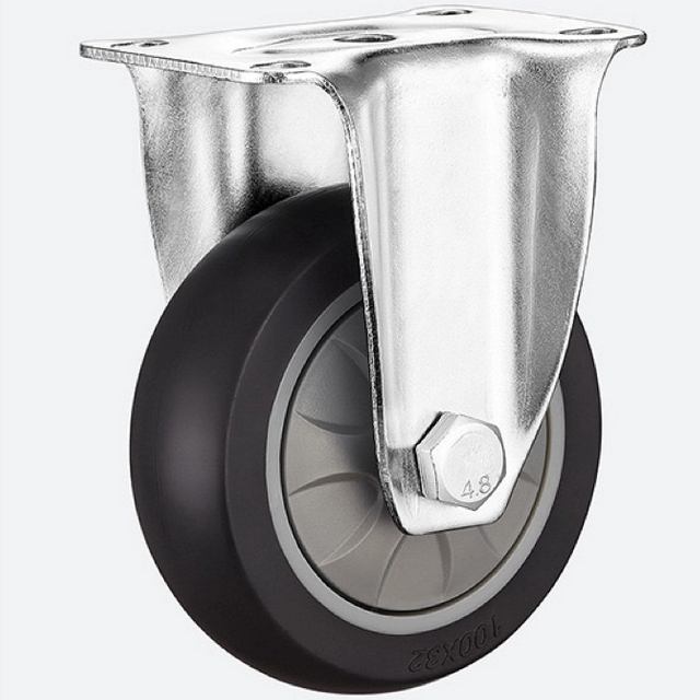 Chinese Wear-resistant Castor 2.5inch Flat Fixed TPR Wheel Caster for Trolleys