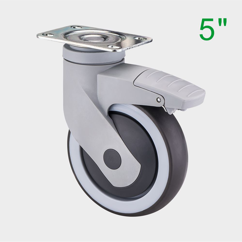 ‌ ‌New all-plastic medical nylon plus TPR multi-size caster 3/4/5 inch optional high load bearing, silent, wear-resistant, non-slip, shock-proof belt brake, suitable for medical beauty equipment